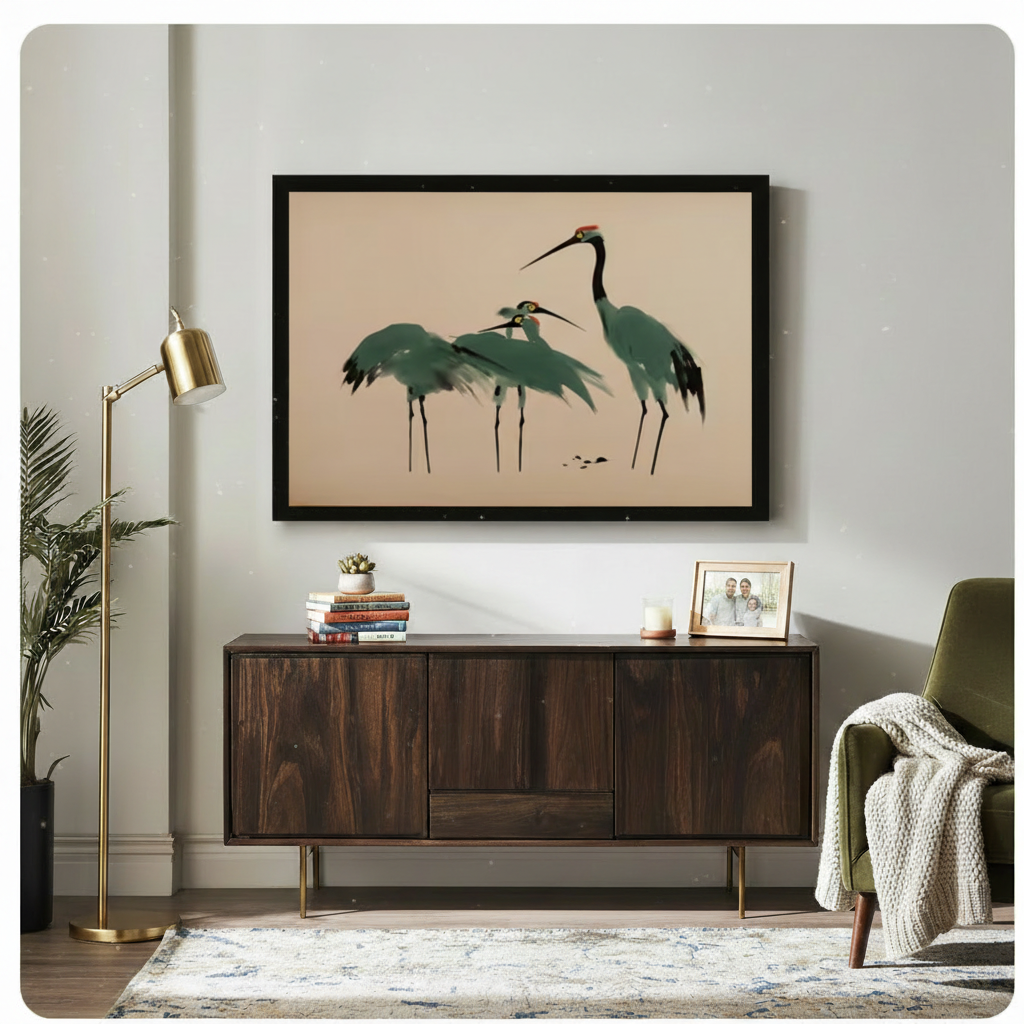 Chinese Ink Cranes Canvas Wall Art