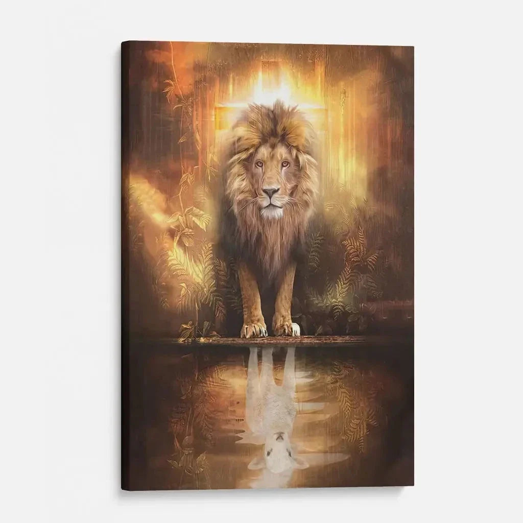lion of judah reflection of the lamb wall art canvas (view 6)