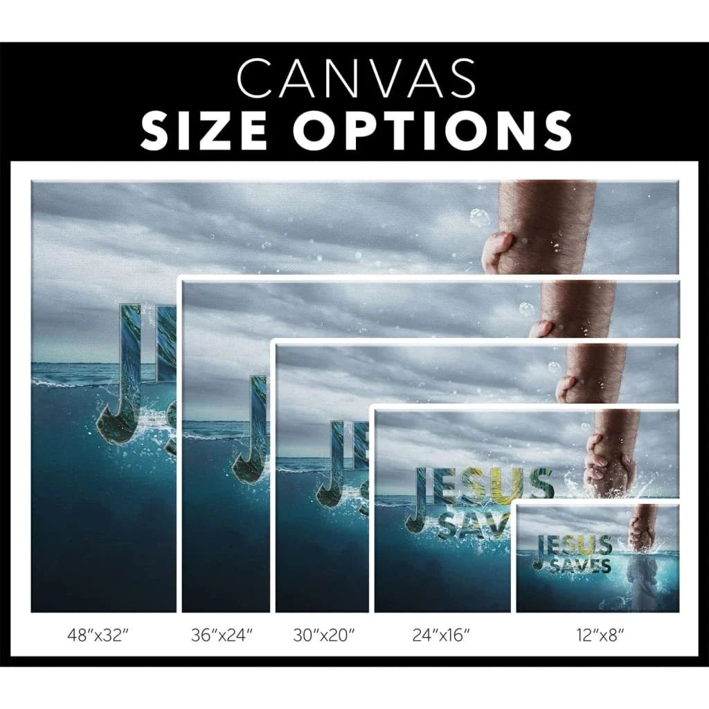 christian wall art jesus saves canvas jesus reaching out his hand (Landscape) (view 4)
