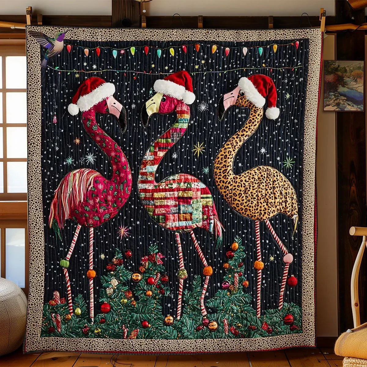 Jolly Flamingo Cheer Quilt Blanket