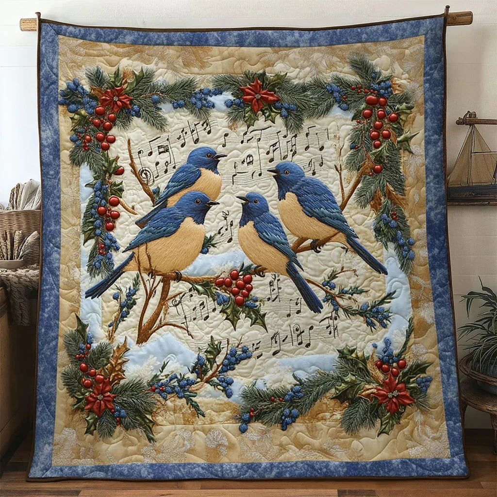 Joyful Bluebird Quilt Blanket