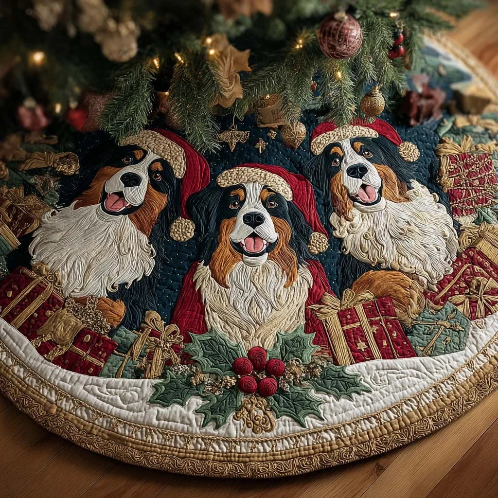 Joyful Guardians Christmas Quilted Tree Skirt
