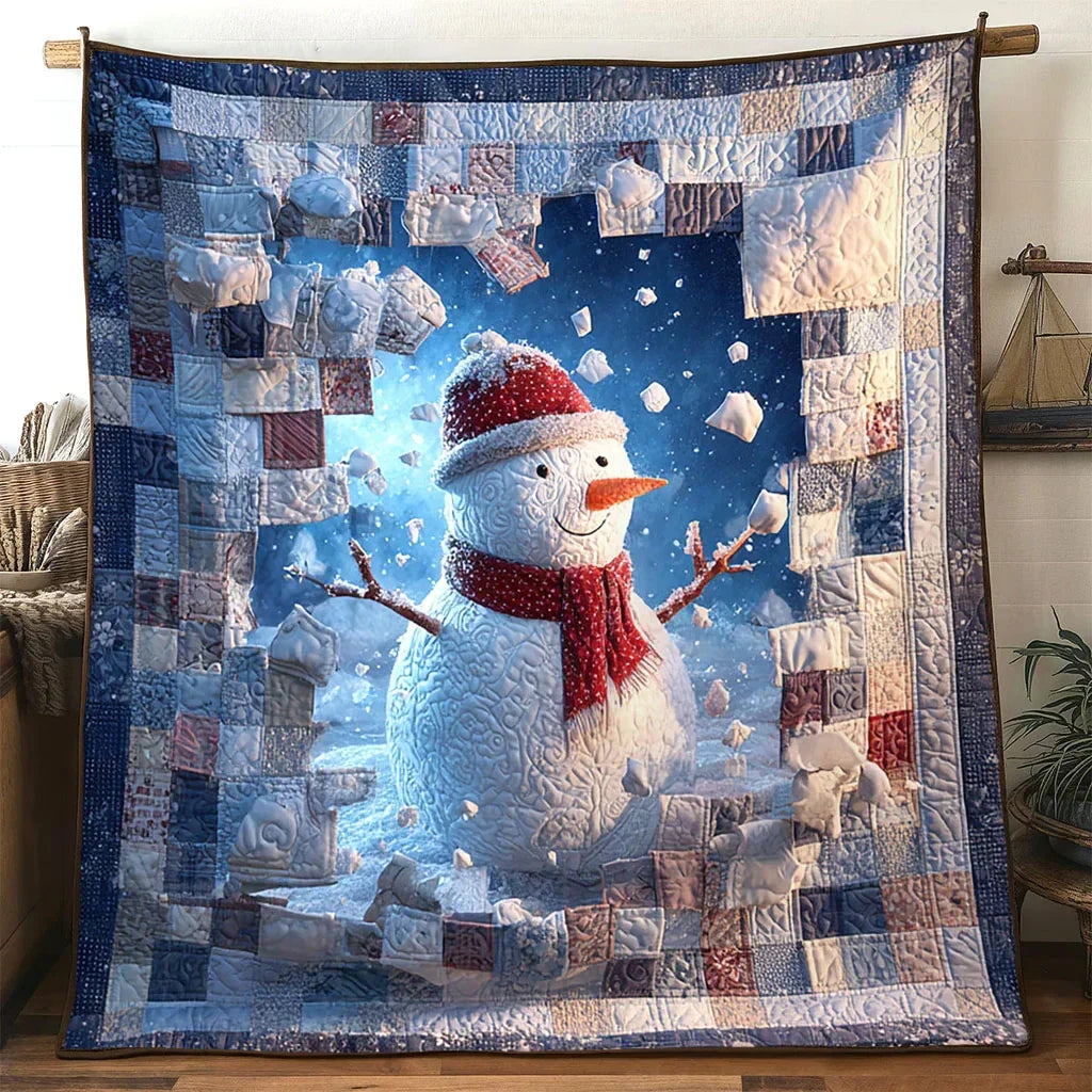 Joyful Jump Snowman Quilt Blanket