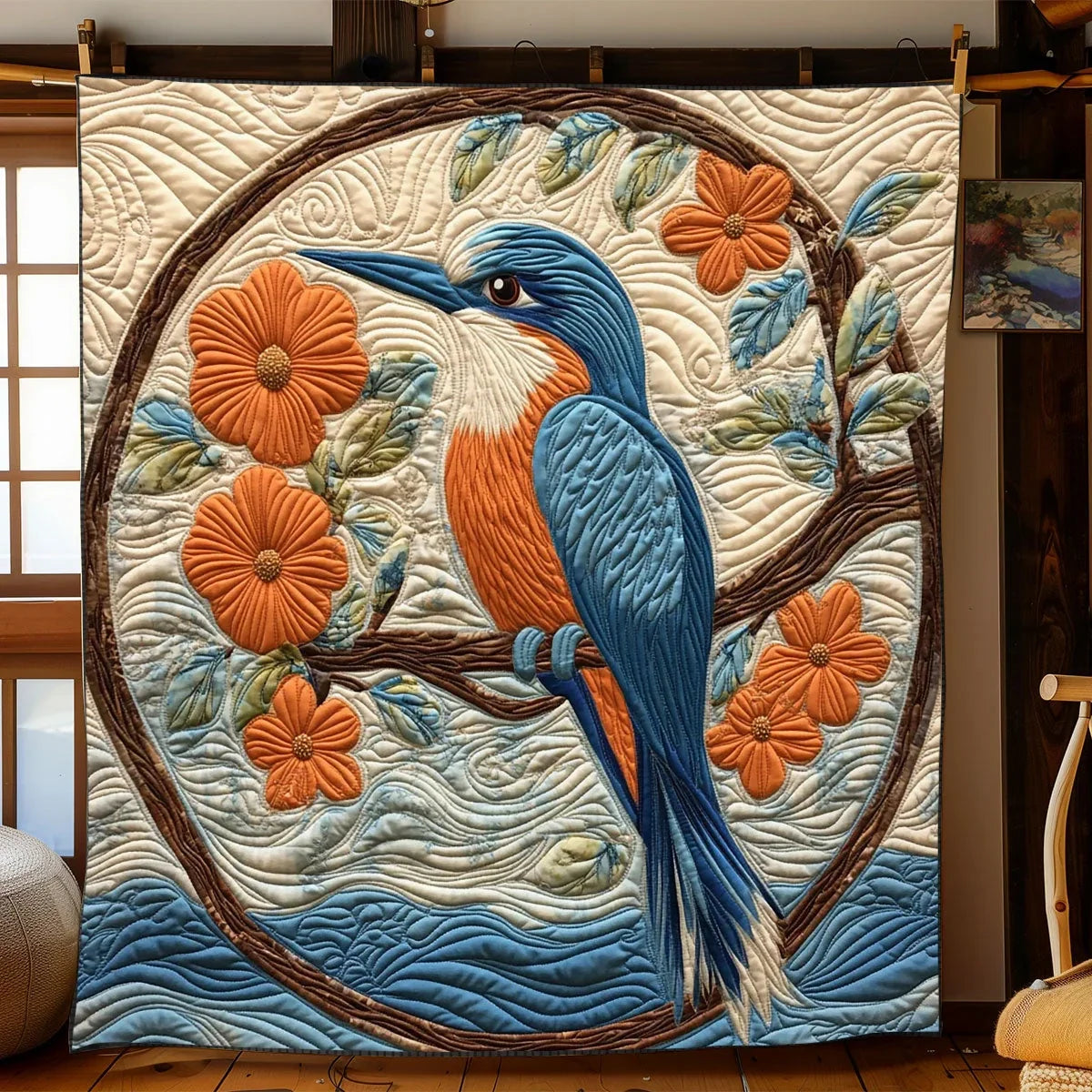 Kingfisher Bird Quilt Blanket