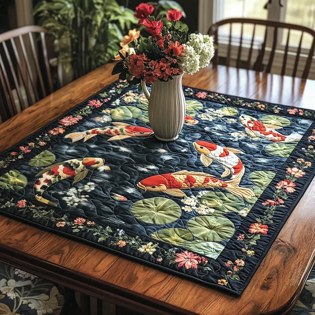 Koi Whisper Quilted Table Topper