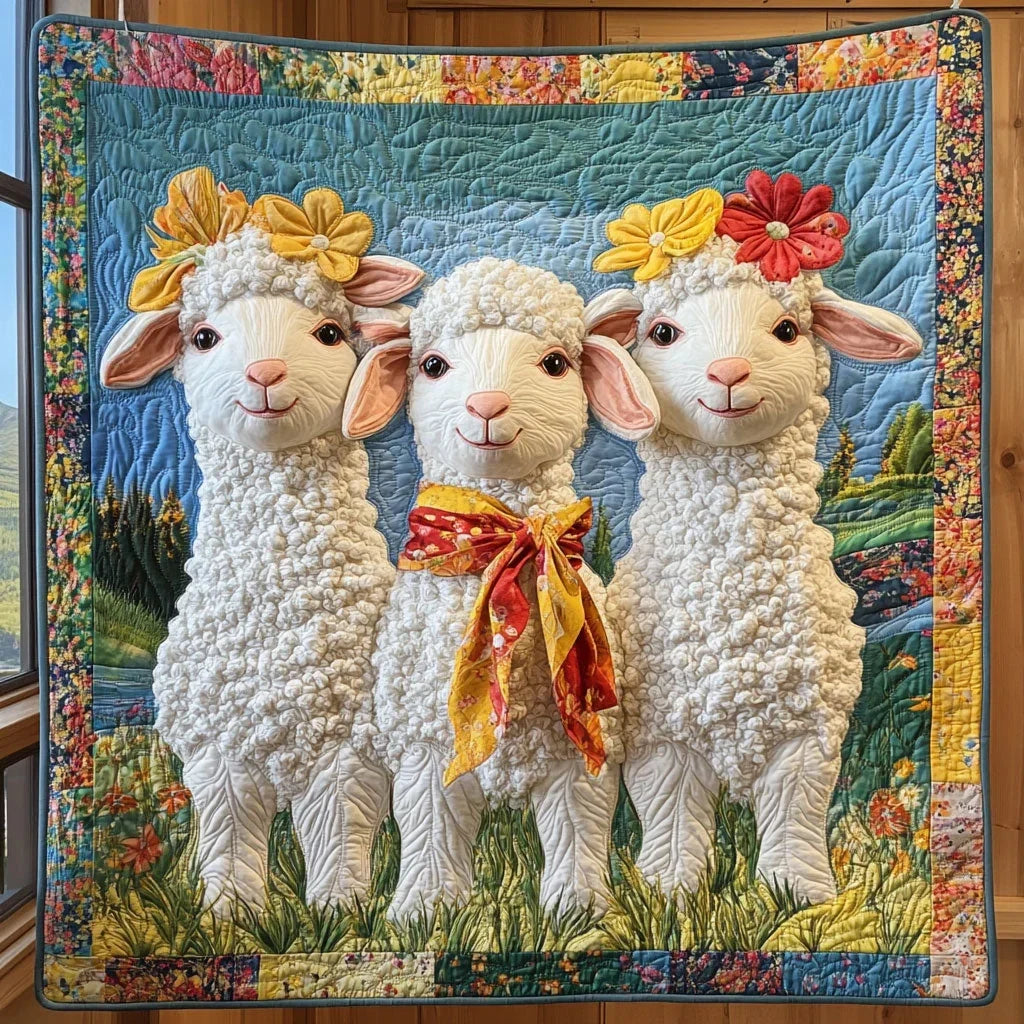 Lamb Garden Party Quilt Blanket