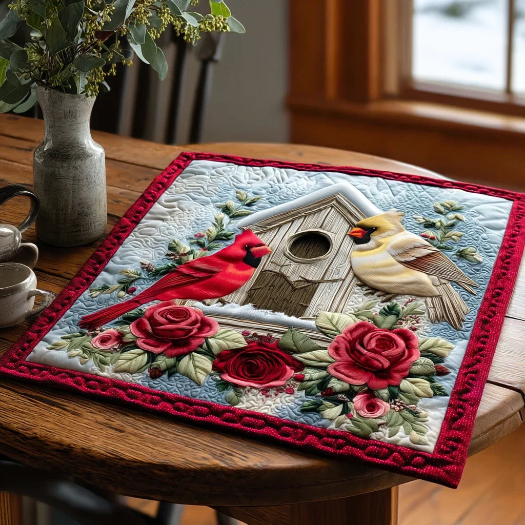 Lantern Cardinal Gathering Quilted Table Topper