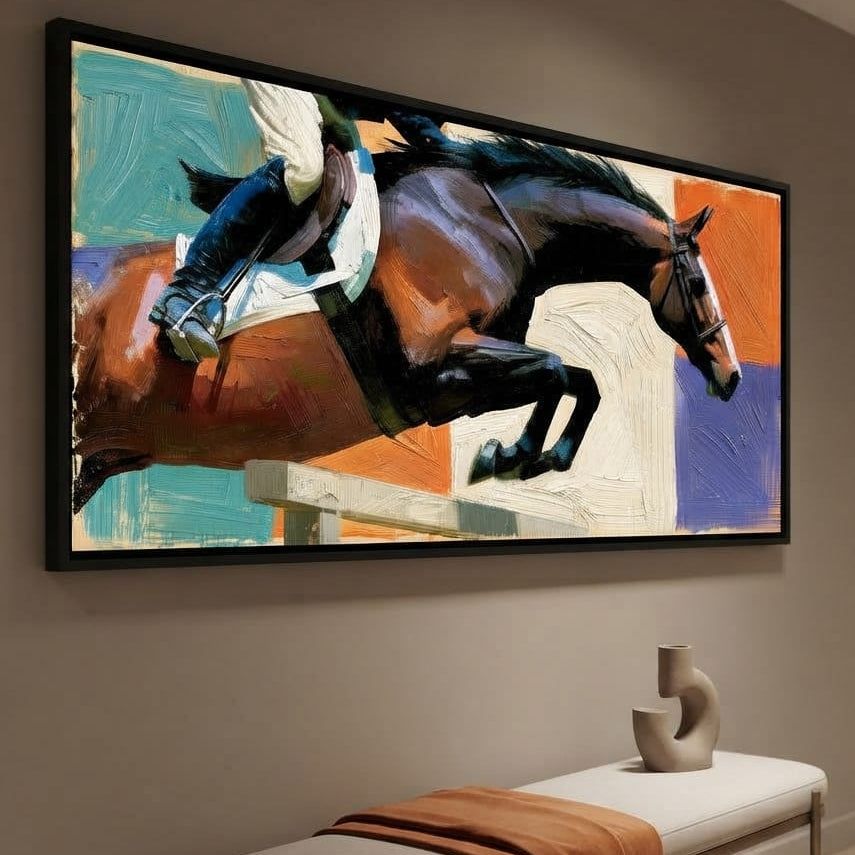 Leaping Over The Painted Square Canvas Wall Art