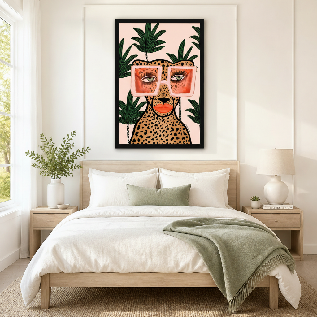 Glam Leopard Pink Sunglasses Tropical Canvas Art