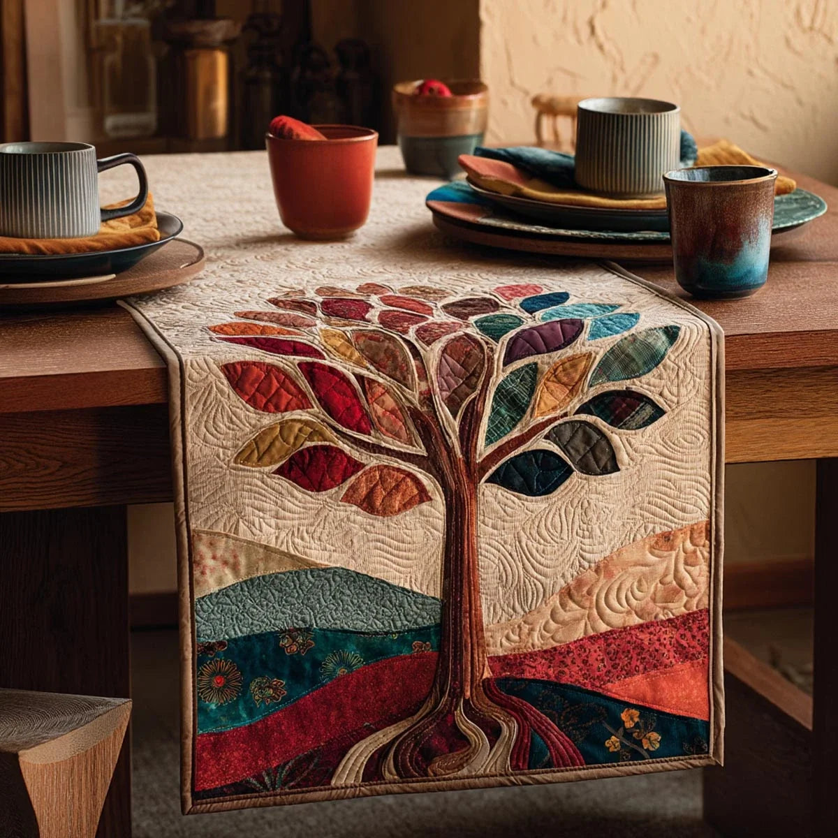 Life Harmony Quilted Table Runner