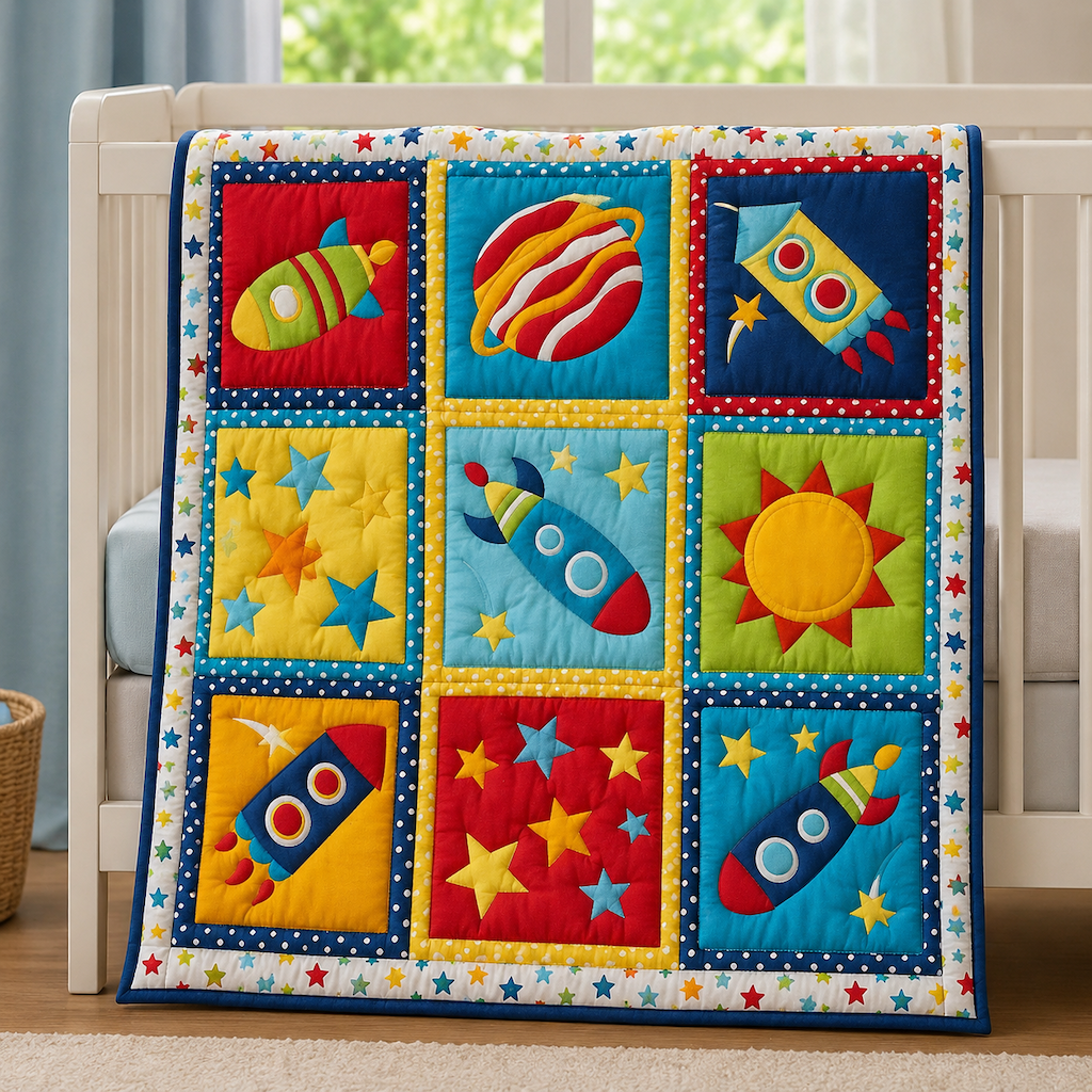 Little Astronaut Quilt Blanket - Quilted Blanket by Wild and Way