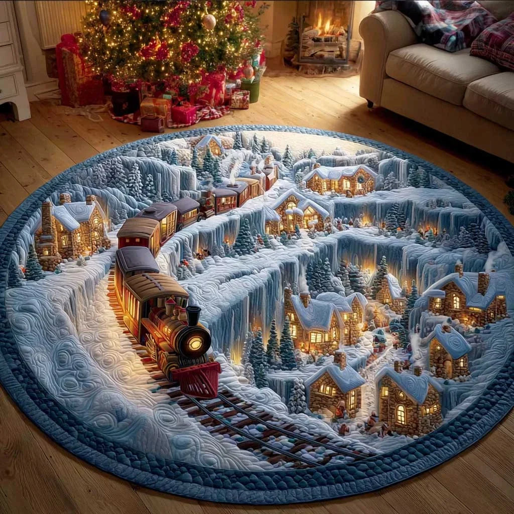 Little Town Holiday Quilted Round Mat