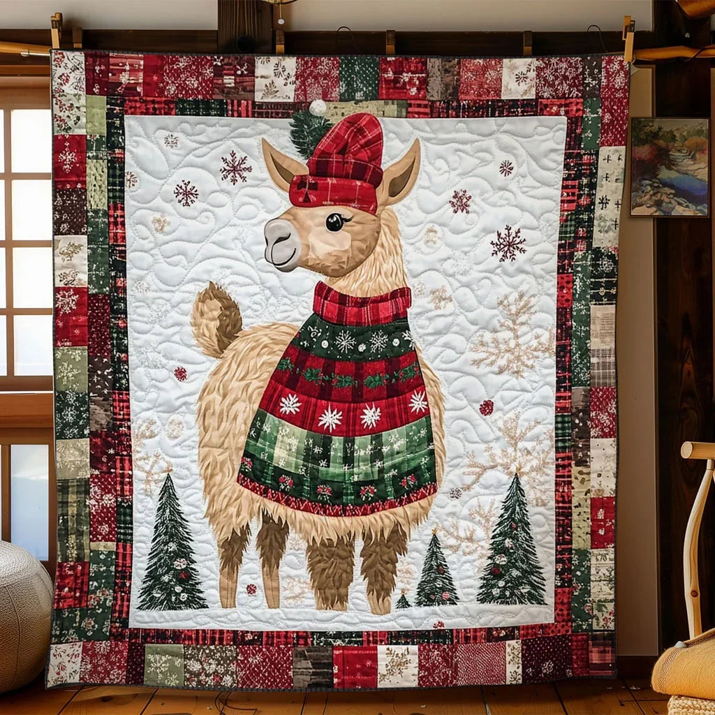 Llama Christmas Charm Quilt Blanket