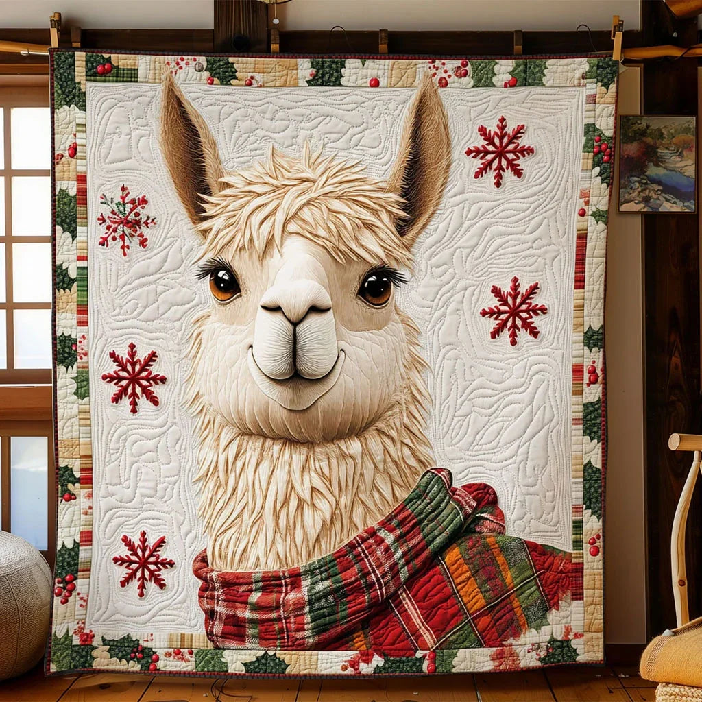 Llama Holiday Spirit Quilt Blanket