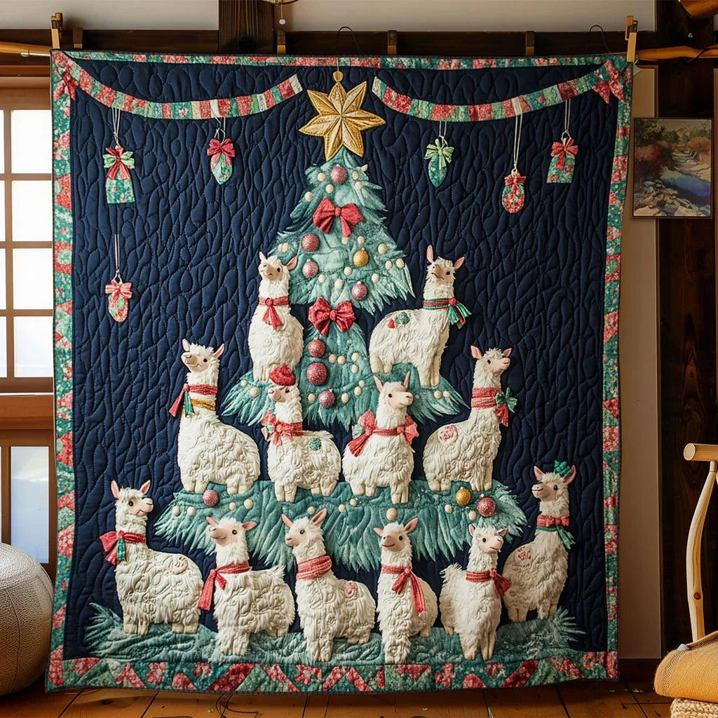 Llama Winter Blessing Quilt Blanket