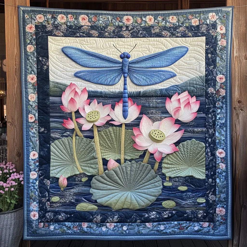 Lotus Pond Guardian Quilt Blanket