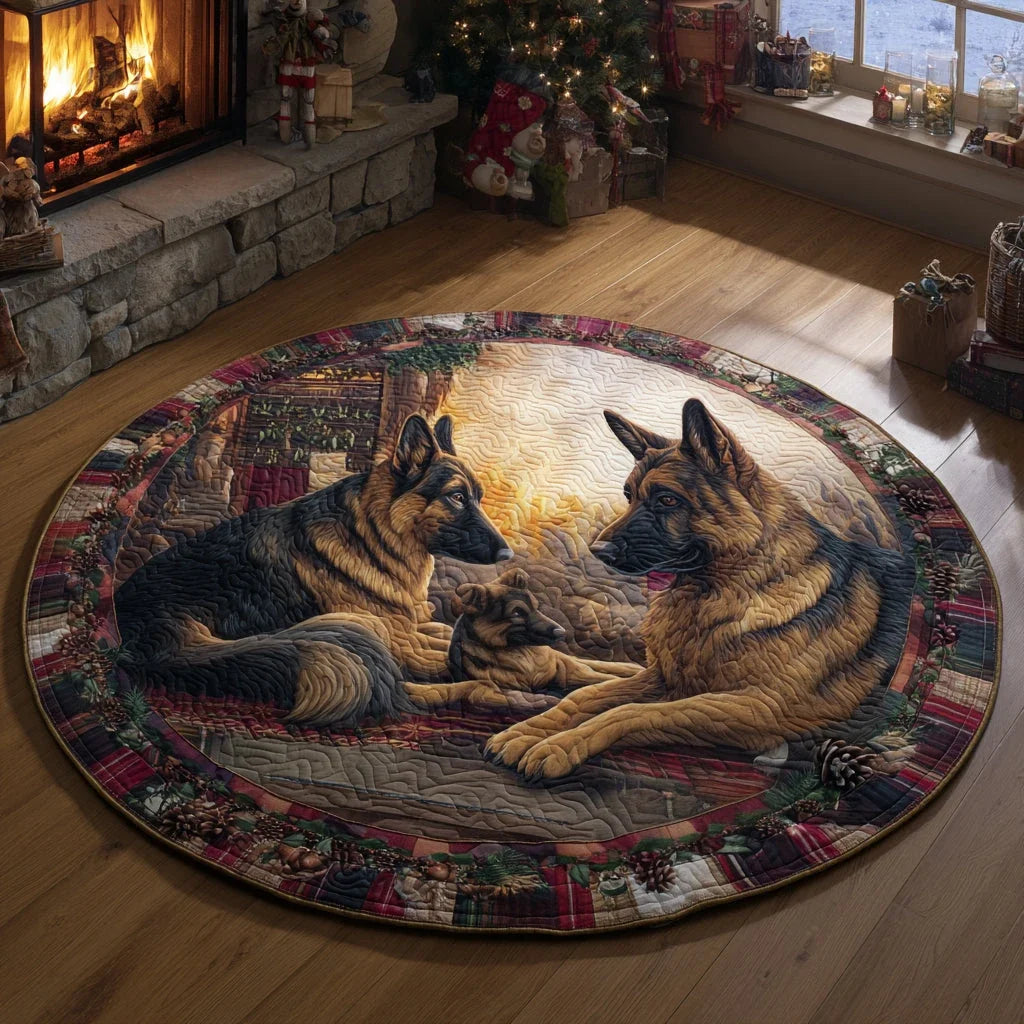 Loyal German Shepherd Love Quilted Round Mat