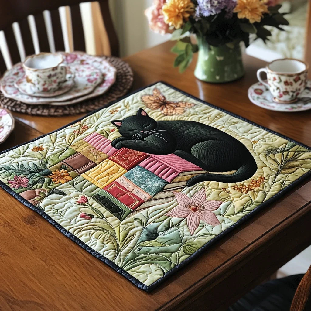 Luna Cat Quilted Table Topper
