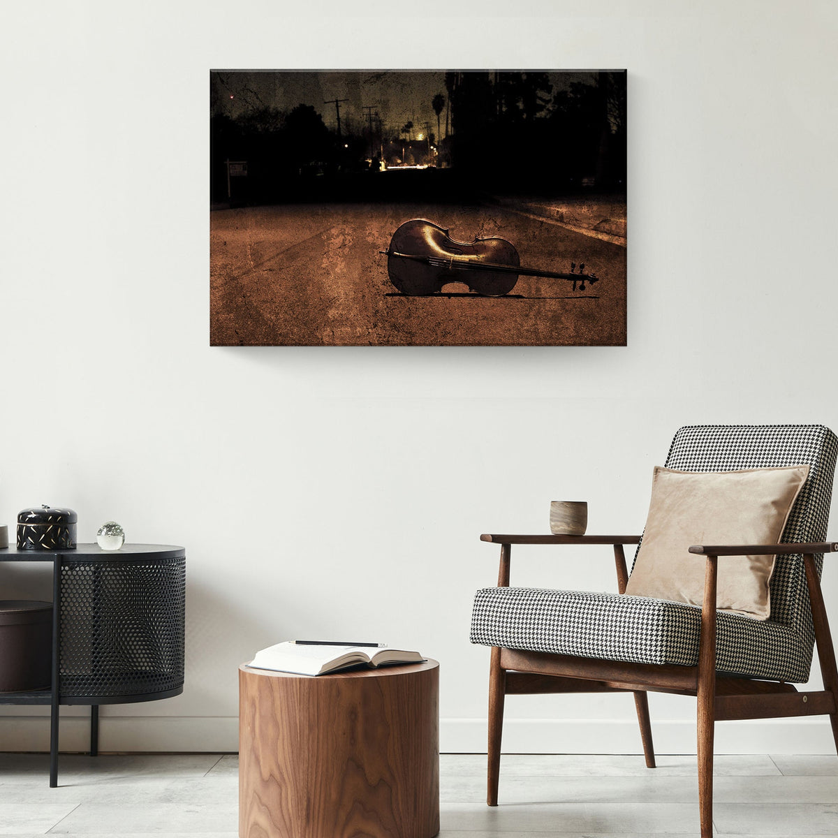 Cello Rustic Canvas Wall Art