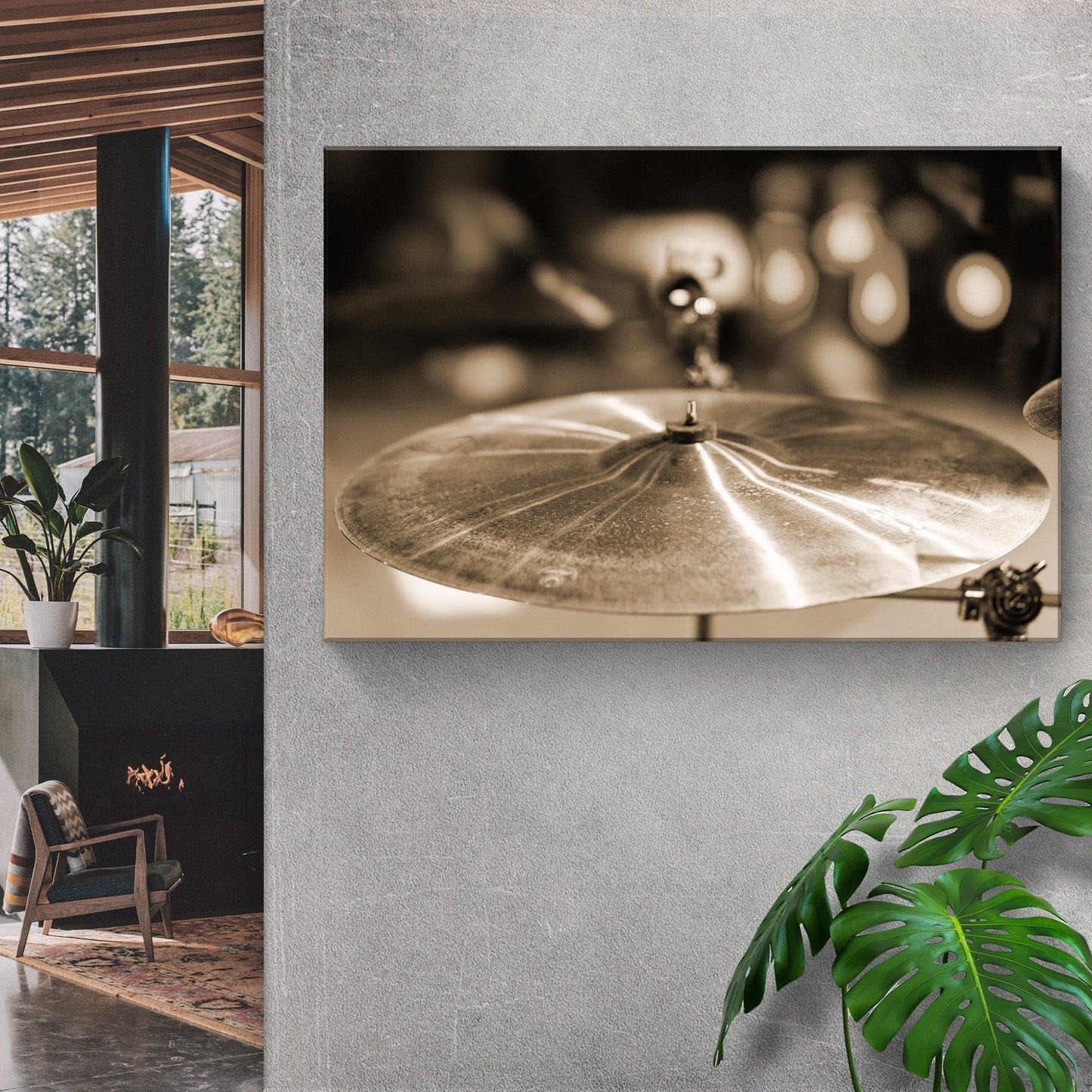 Cymbal Sepia Canvas Wall Art
