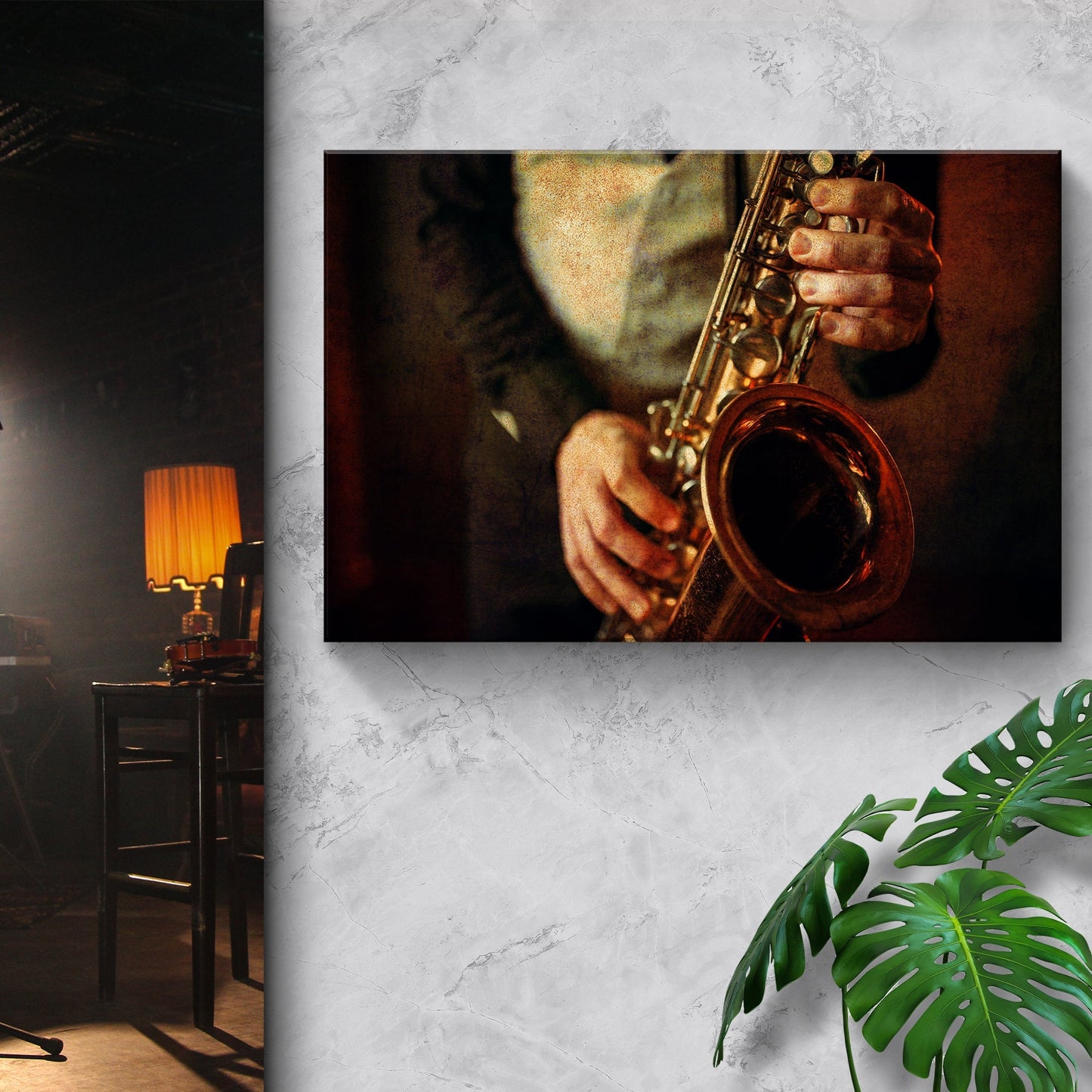 Saxophone Grunge Canvas Wall Art