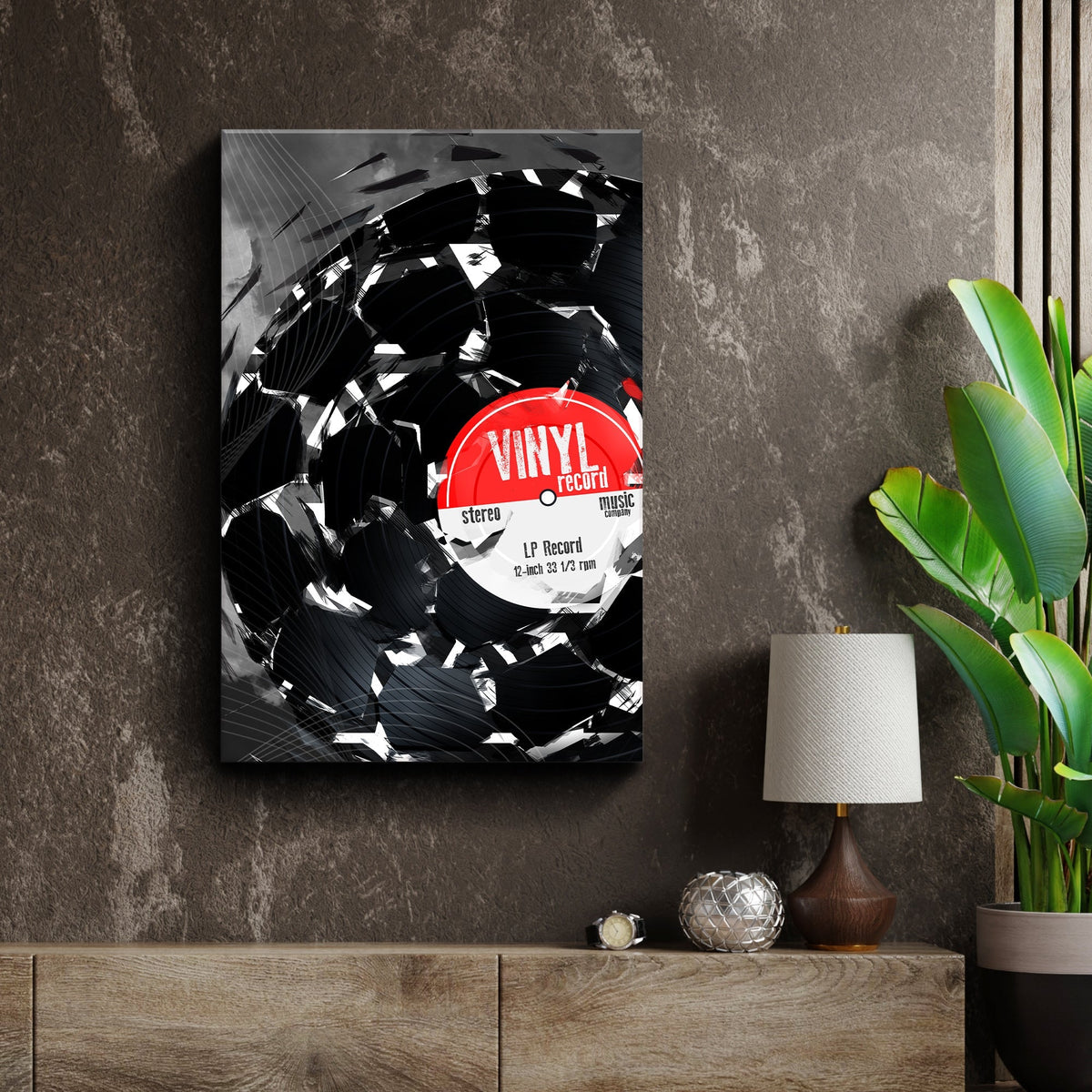 Music Equipment Vinyl Records Abstract Canvas Wall Art