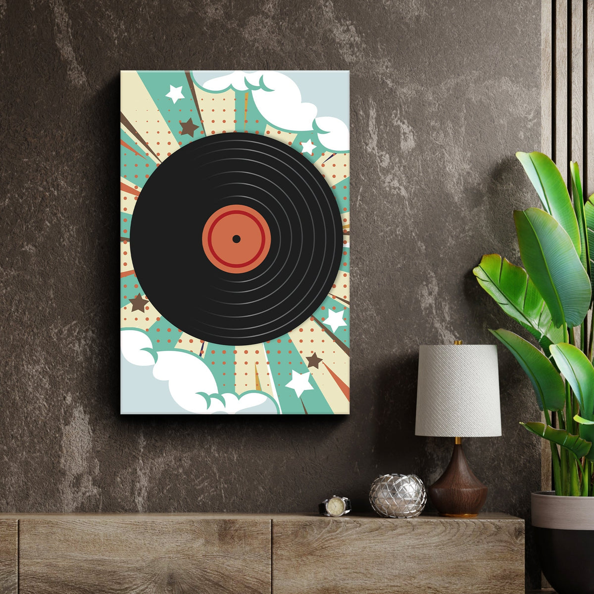 Music Equipment Vinyl Records Retro Canvas Wall Art