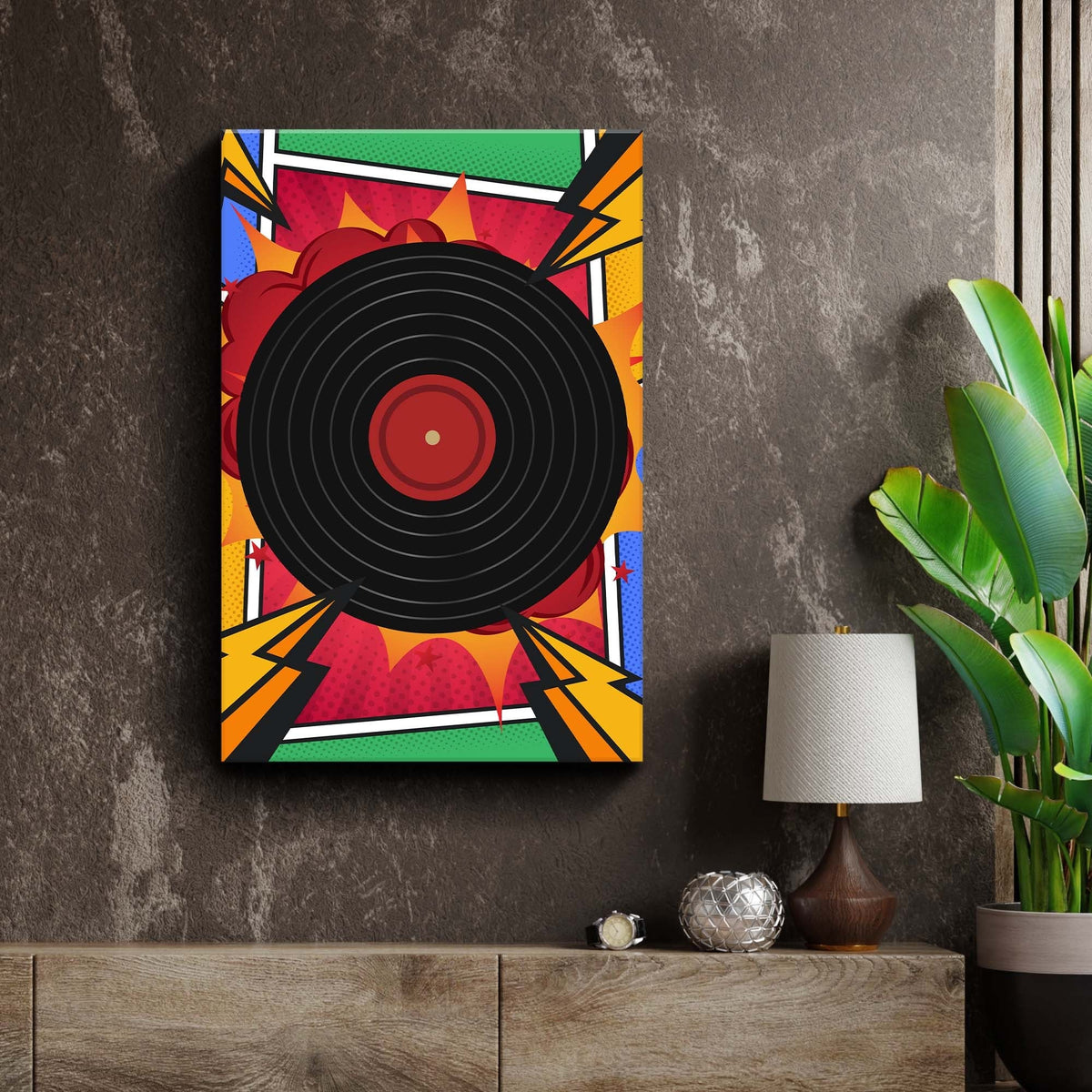Music Equipment Vinyl Records Pop Art Canvas Wall Art