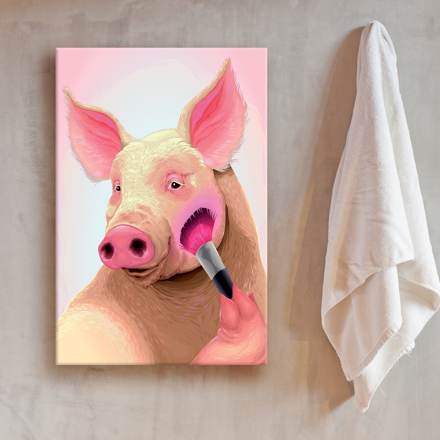 Pink Blushed Pig Canvas Wall Art