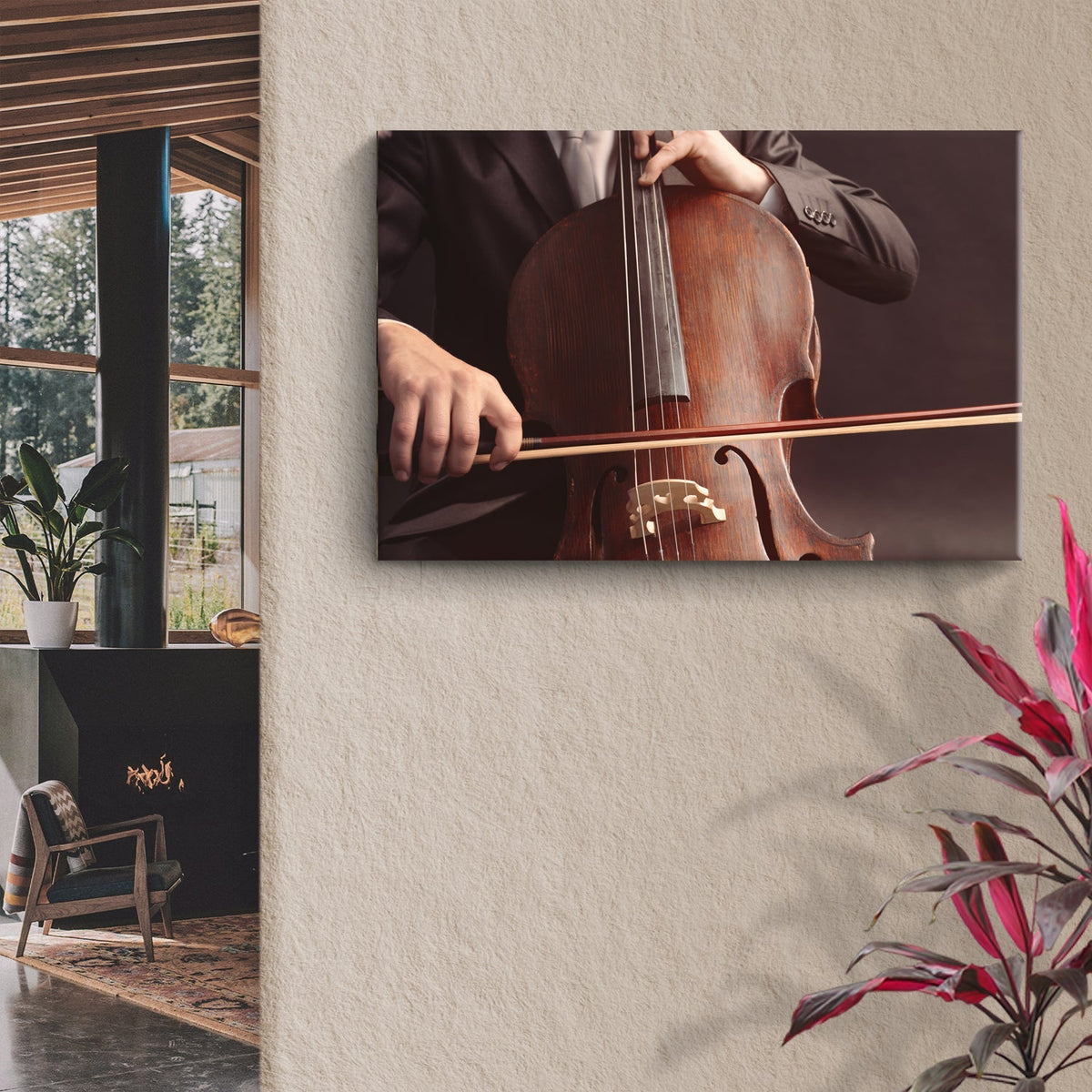 Cello Grunge Canvas Wall Art