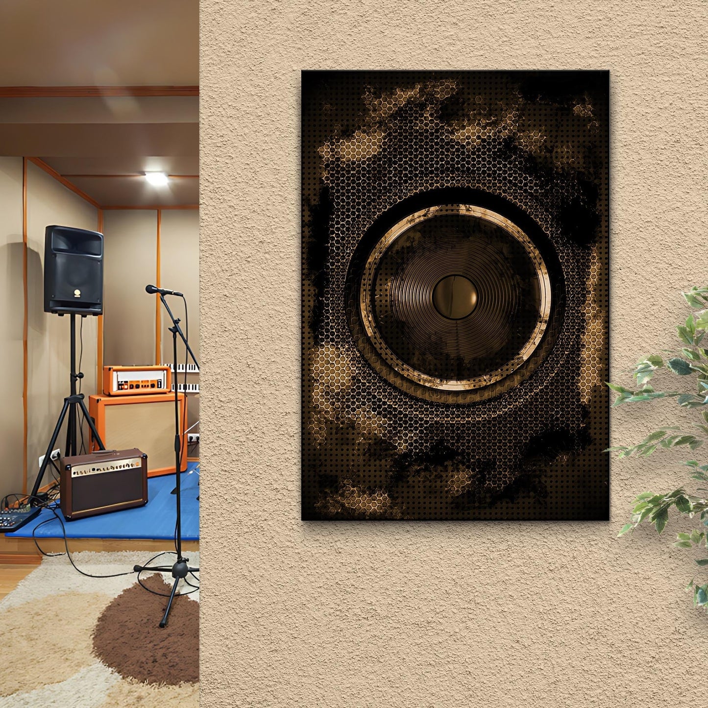 Music Equipment Speakers Grunge Canvas Wall Art