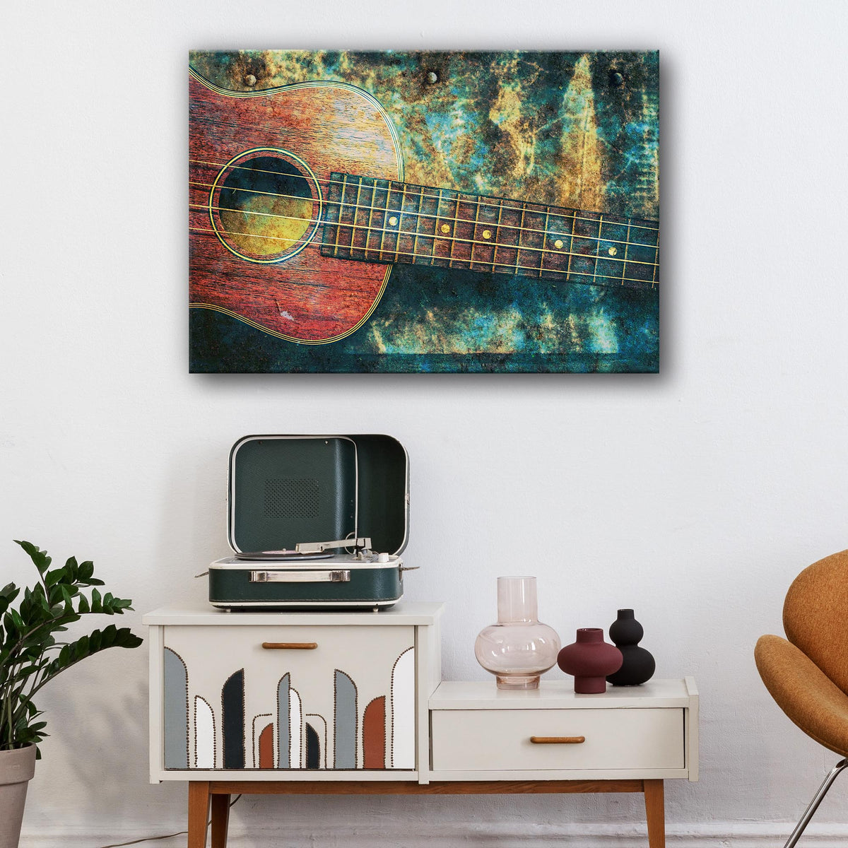 Ukulele Grunge Canvas Wall Art