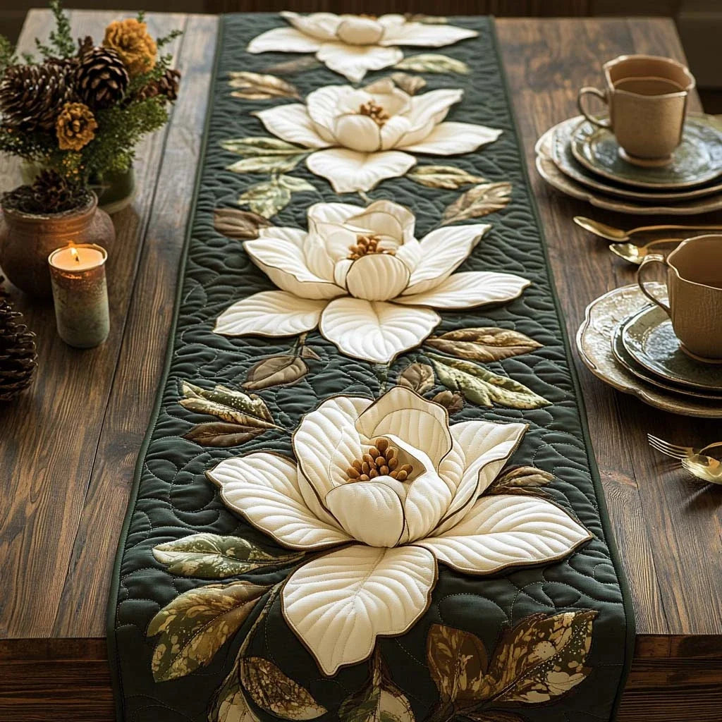 Magnolia Grace Quilted Table Runner