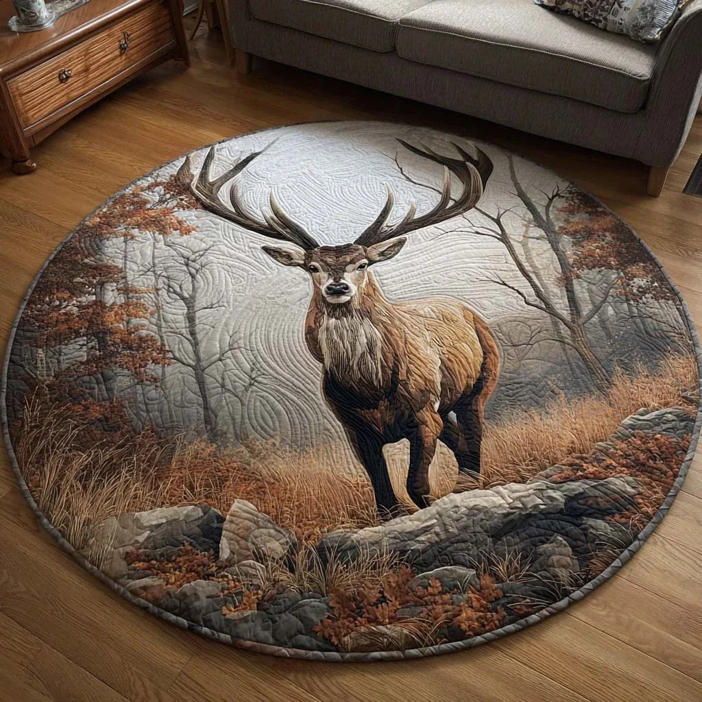 Majestic Deer Quilted Round Mat