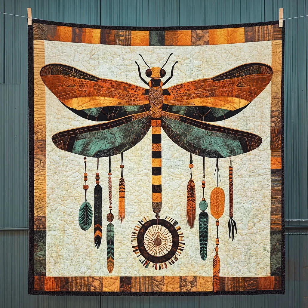 Majestic Dragonfly Dreamcatcher Quilt Blanket