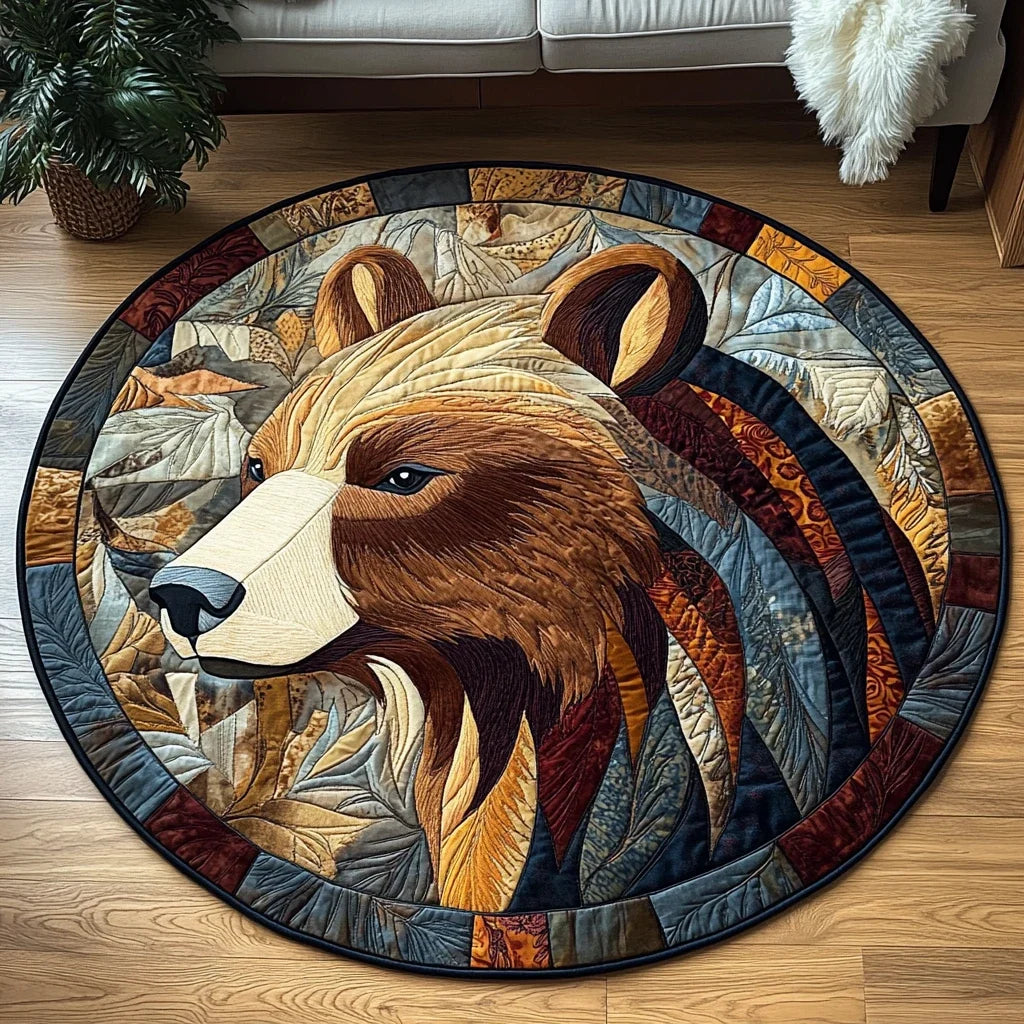 Majestic Grizzly Quilted Round Mat