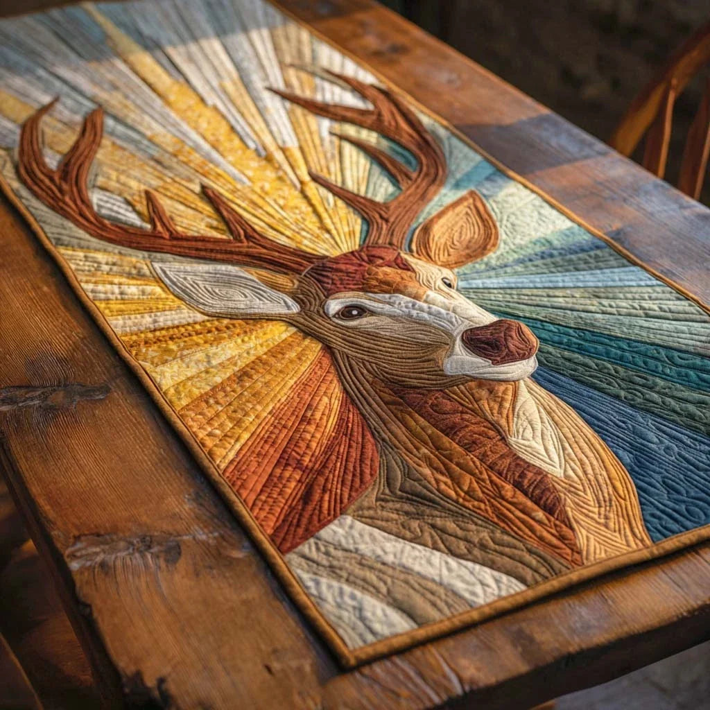 Majestic Light Stag Quilted Table Runner