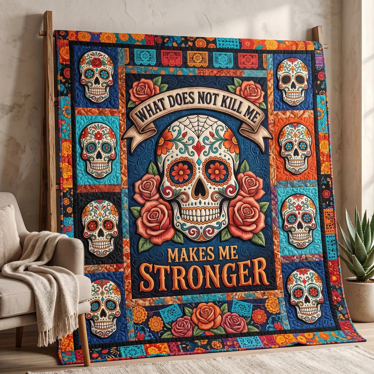 Make Me Strong Quilt Blanket