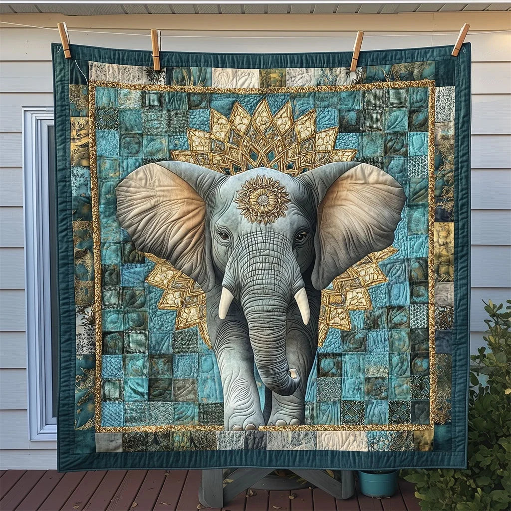 Mandala Elephant Block Pattern Quilt Blanket