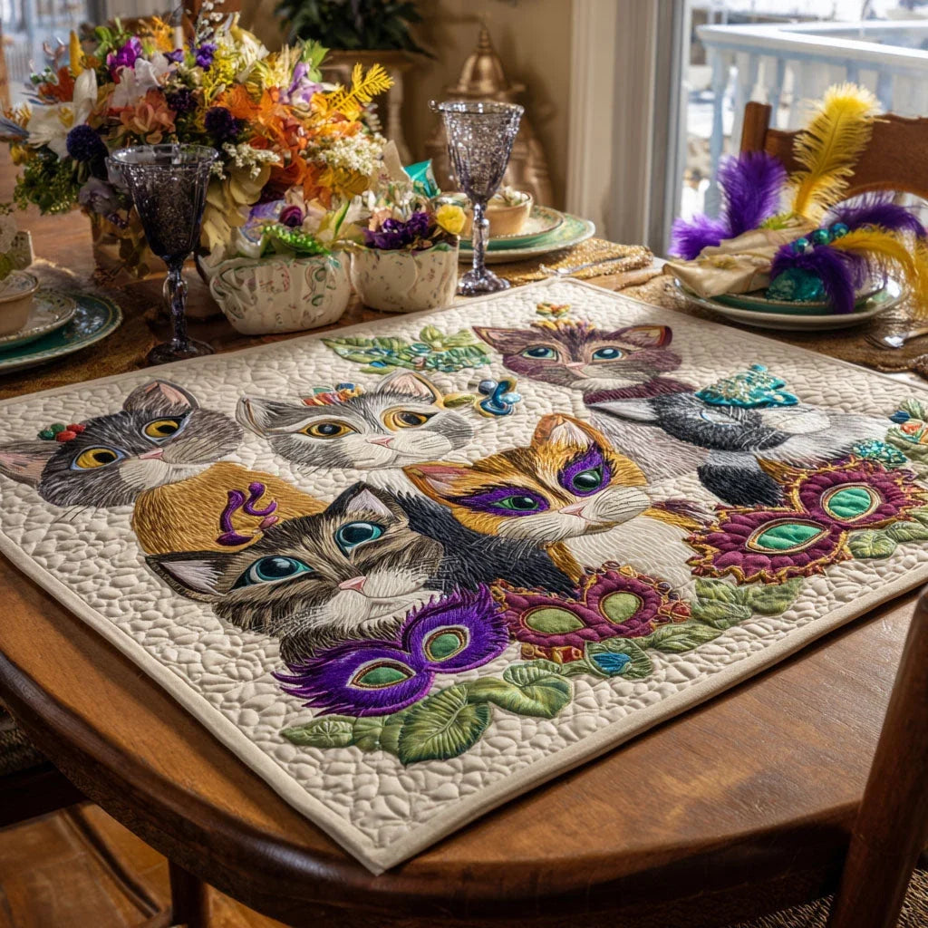 Mardi Delight Quilted Table Topper