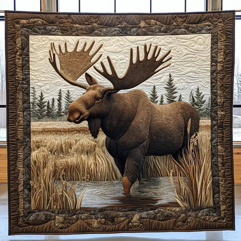 Marsh Moose Quilt Blanket