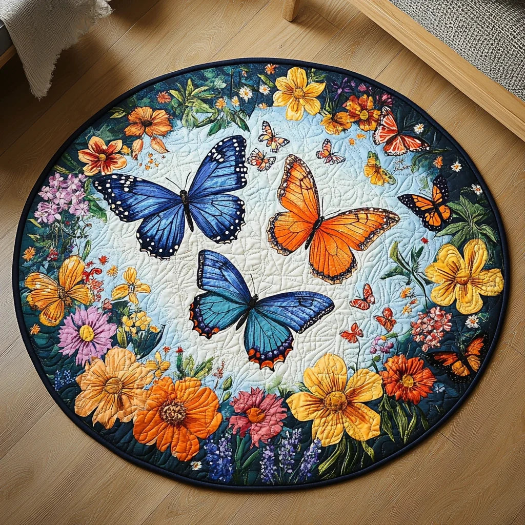 Meadow Monarch Quilted Round Mat