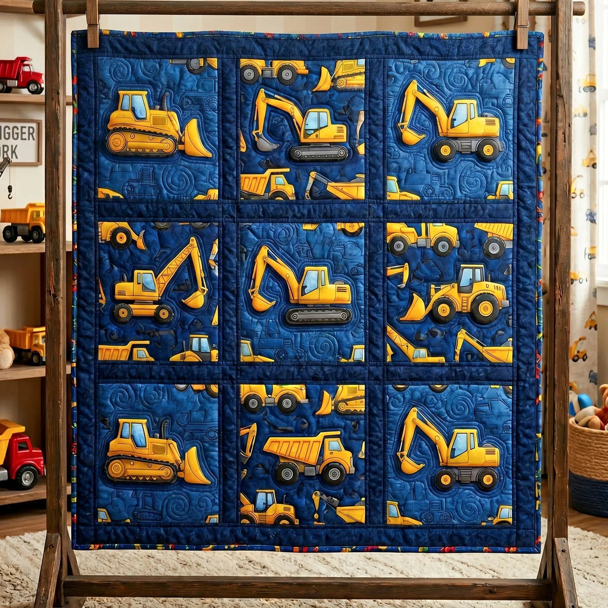 Mega Diggers Quilt Blanket - Quilted Blanket by Wild and Way