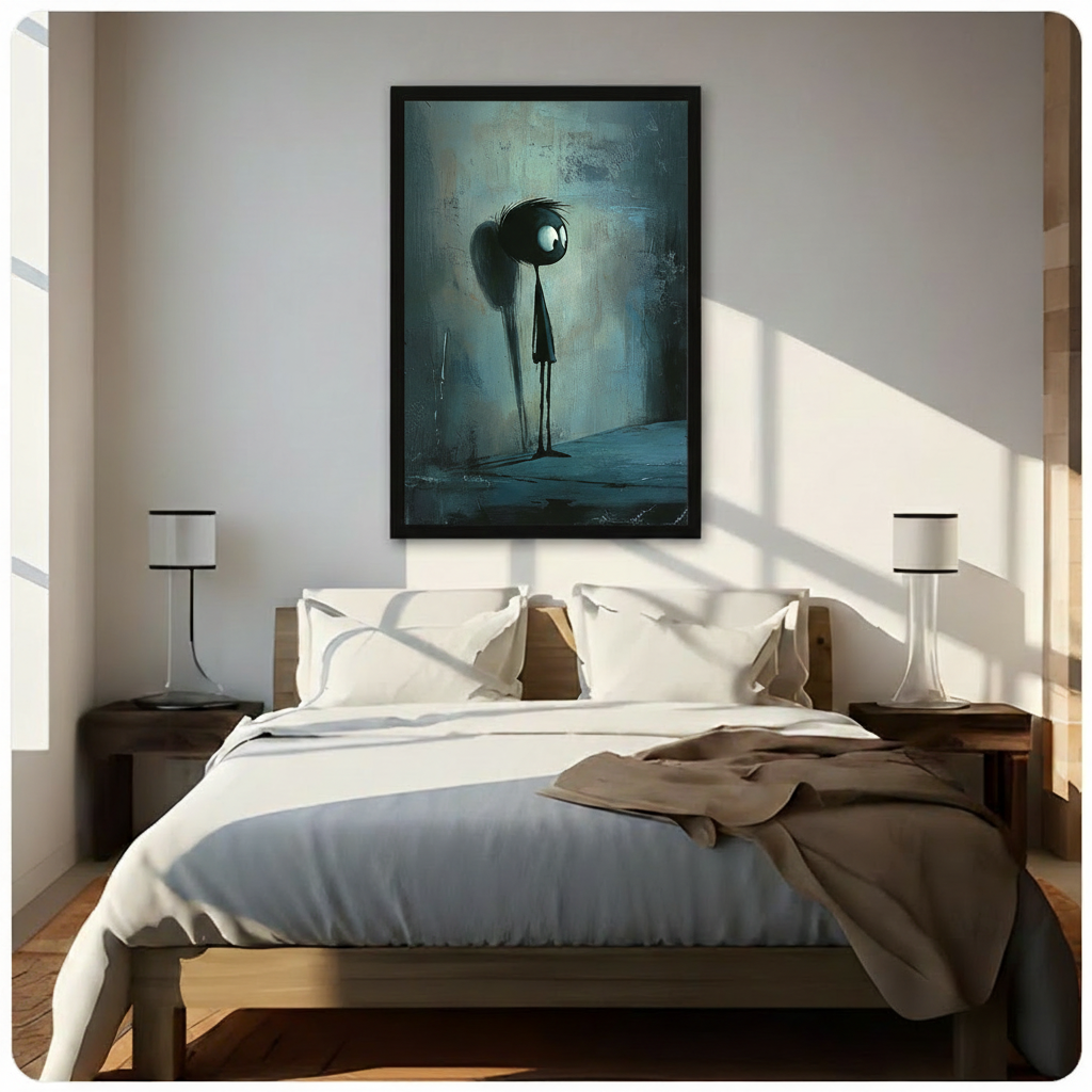 Dark Whimsical Stick Figure Canvas Wall Art