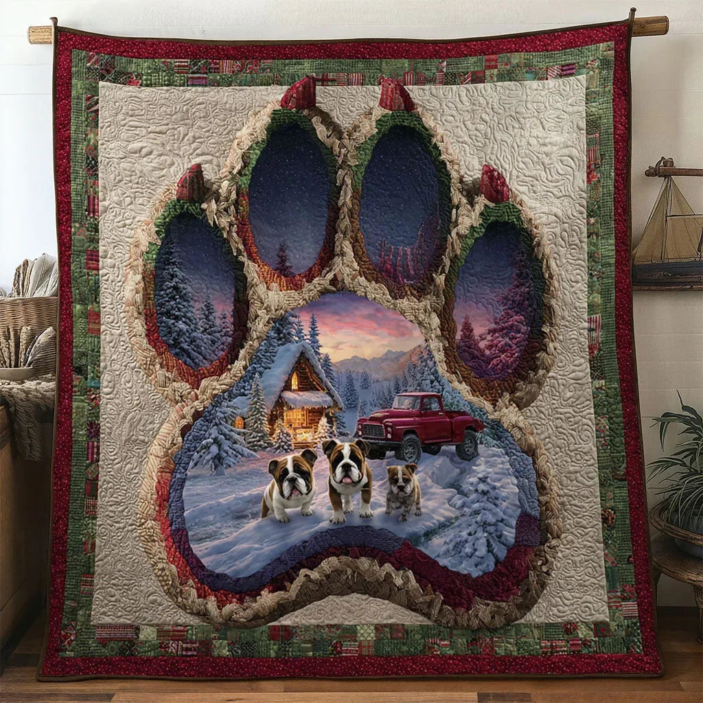 Merry Bulldogs Paw Quilt Blanket