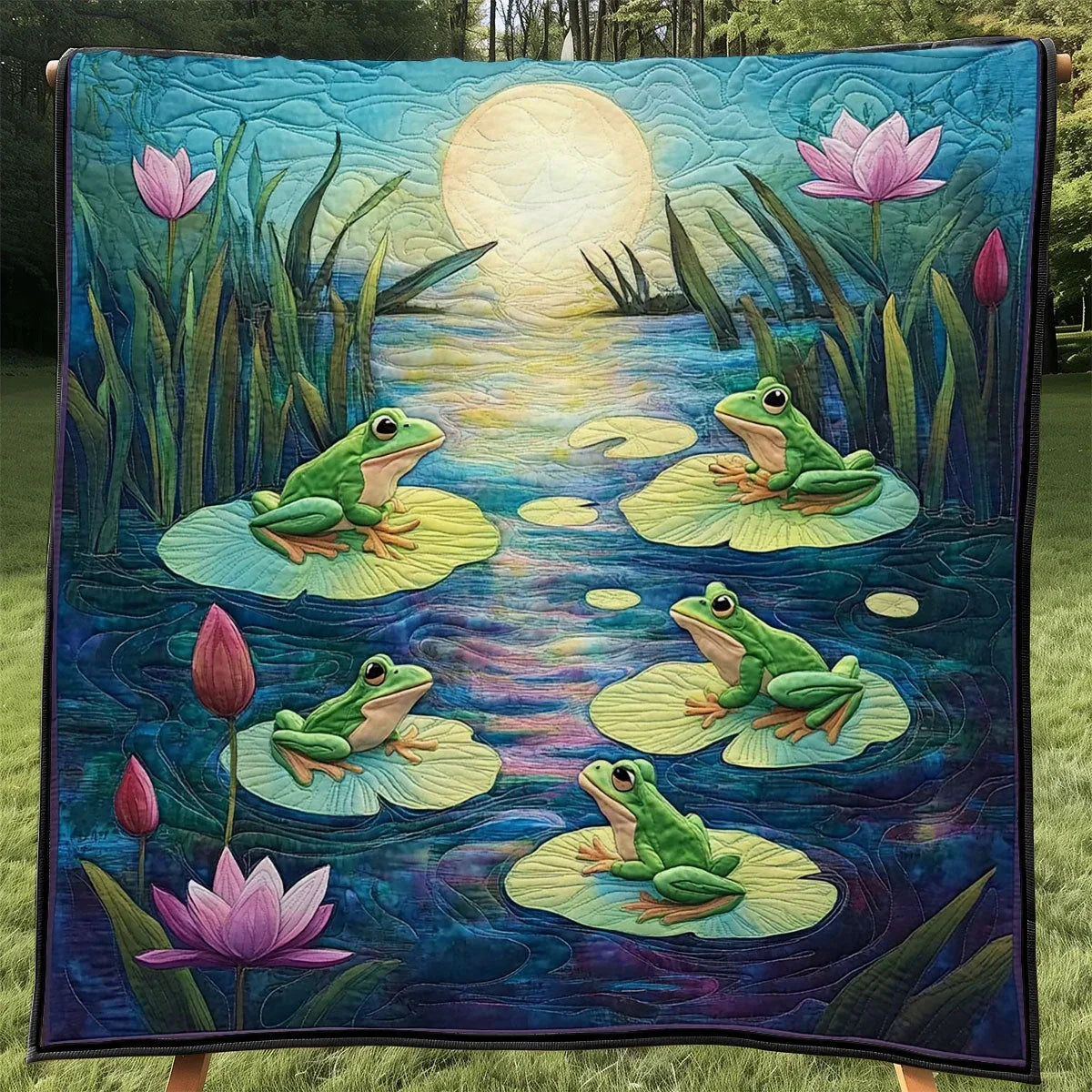 Midnight Frog Quilt Blanket