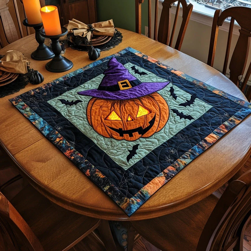 Midnight Pumpkin Quilted Table Topper