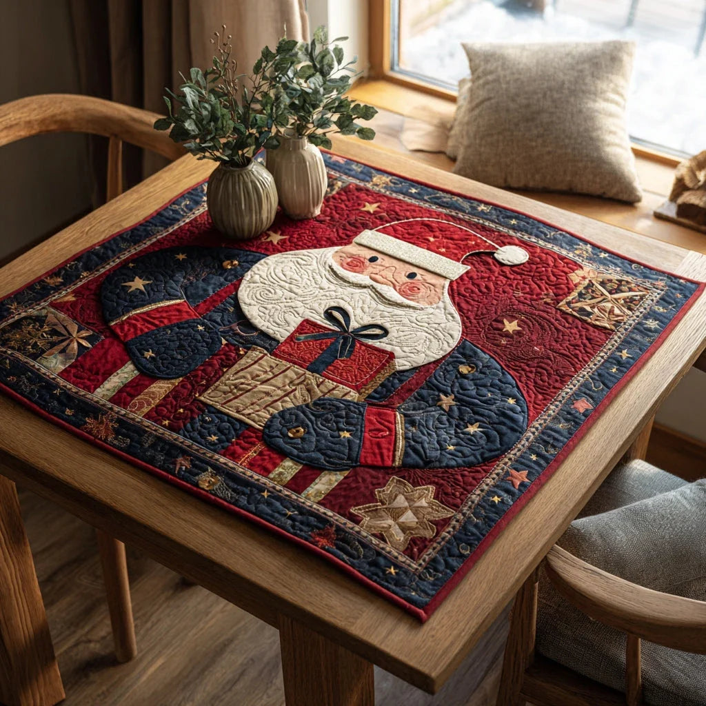 Midnight Santa Claus Quilted Table Topper