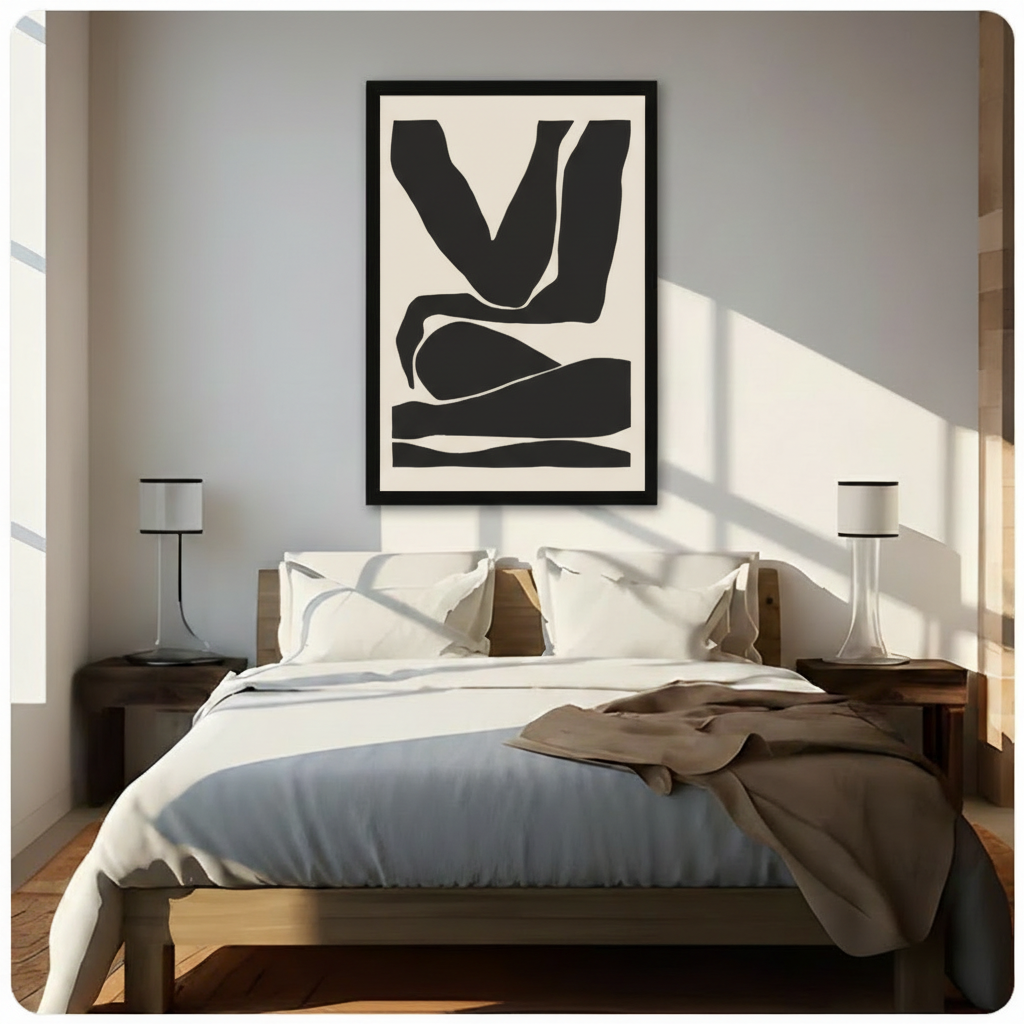Minimalist Abstract Figure Black Canvas Art Wall Art