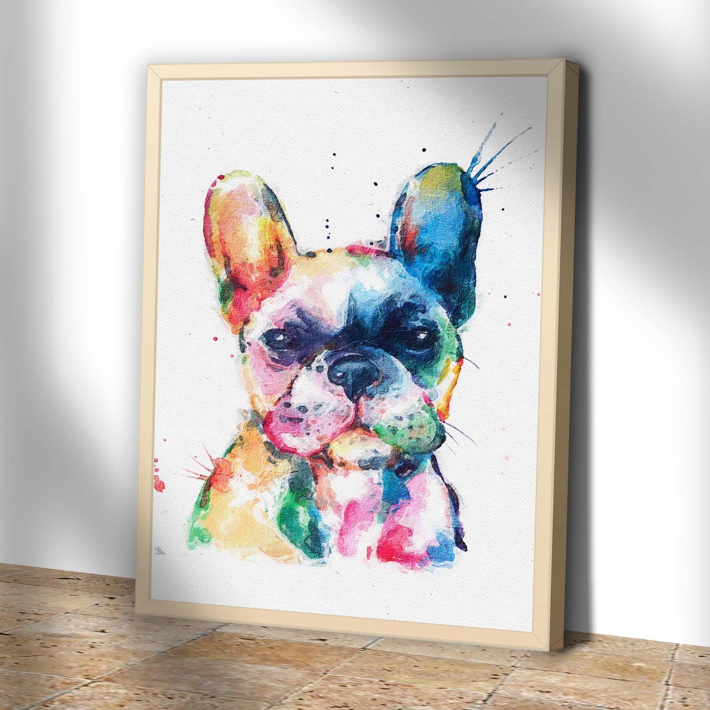 Colorful Watercolor Dog Canvas Wall Art